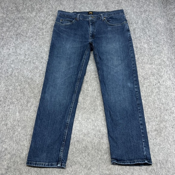 Lee Other - Lee Jeans Mens 38x30 Blue Straight Stretch Denim Medium Wash Pants FITS38x29